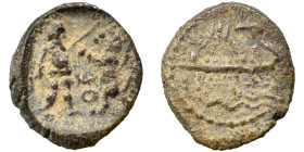 PHOENICIA. Sidon. Ba'alšillem II, circa 401-366 BC. 1/16 Shekel (silver, 0.75 g, 8 mm). Phoenician galley left, waves below. Rev. Persian king or hero...
