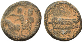 PHOENICIA. Sidon. Ba'alšillem II, cca 401-366 BC. Ae (bronze, 5.69 g, 16 mm). Phoenician galley left. Rev. Persian king and driver in chariot left. Be...