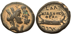 PHOENICIA. Sidon. 1st century BC. Ae (bronze, 8.63 g, 21 mm). Jugate busts of Tyche, veiled and turreted, and Zeus right. Rev. Phoenician pentekonter ...