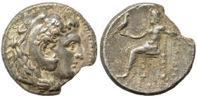 KINGS of MACEDON. Alexander III 'the Great', 336-323 BC. Tetradrachm (silver, 16.24 g, 24 mm). Head of Herakles right, wearing lion skin. Rev. Zeus se...