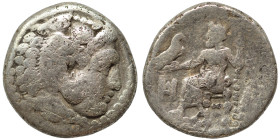 KINGS of MACEDON. Alexander III 'the Great', 336-323 BC. Drachm (silver, 3.71 g, 15 mm). Head of Herakles right, wearing lion skin. Rev. AΛΕΞΑΝΔΡΟΥ Ze...