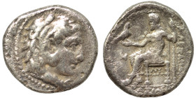 KINGS of MACEDON. Alexander III 'the Great', 336-323 BC. Hemidrachm (silver, 1.95 g, 13 mm). Head of Herakles to right, wearing lion skin headdress, p...