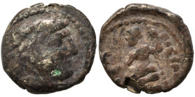 KINGS of MACEDON. Alexander III the Great, 336-323 BC. Obol (silver, 0.58 g, 9 mm). Head of Herakles to right, wearing lion skin headdress. Rev. Zeus ...