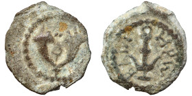 JUDAEA. Herodians. Herod I, 40-4 BC. Prutah (bronze, 1.50 g, 14 mm), Jerusalem. Anchor. Rev. Double cornucopiae; caduceus between, pellets above. Mesh...
