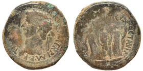 JUDAEA. Herodians, Pre-Royal Coins of Agrippa II. Claudius, with Britannicus. Antonia, and Octavia, 41-54. Ae (bronze, 11.74 g, 21 mm), Caesarea Panea...