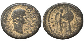 JUDAEA. Herodians. Agrippa II, with Domitian, circa 50-100. Ae (bronze, 6.79 g, 21 mm), Tiberias. Laureate head of Domitian right. Rev. Nike standing ...