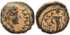 JUDAEA. Hadrian, 117-138. Ae (bronze, 4.62 g, 16 mm), Gaza. Α ΚΑ ΤΡ ΑΔΡΙΑΝ ϹЄ Laureate head. Rev. ΓΑΖΑ Δ Ε[ΠΙ ΓЧΡ] Herakles standing front, head to le...
