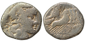 C. Vibius C.f. Pansa, 90 BC. Denarius (silver, 3.75 g, 17 mm), Rome. PANSA Laureate head of Apollo to right. Rev. C•VIBIVS•C•F Minerva driving quadrig...