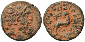 SYRIA, Seleucis and Pieria. Antioch. Pseudo-autonomous issue, time of Augustus, 27 BC-14 AD. Ae (bronze, 7.15 g, 20 mm), 13/14 AD. Laureate head of Ze...