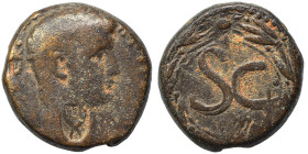SYRIA, Seleucis and Pieria. Antioch. Claudius, 41-54. As (bronze, 15.41 g, 22 mm). [IMP TI CLAVD CAE AVG GER] Laureate head right; c/m: crossed cornuc...