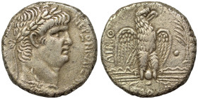 SYRIA, Seleucis and Pieria. Antioch. Nero, 54-68. Tetradrachm (silver, 14.21 g, 23 mm). NEPΩN KAIΣAP ΣEBAΣTOΣ Laureate head right, wearing aegis. Rev....