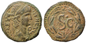 SYRIA, Seleucis and Pieria. Antioch. Nero, 54-68. Ae (bronze, 8.27 g, 24 mm). Laureate head of Nero to right; before, lituus. Rev. Large S C within wr...
