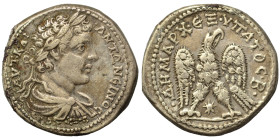 SYRIA, Seleucis and Pieria. Laodicea ad Mare. Caracalla, 198-217. Tetradrachm (billon, 13.84 g, 27 mm). AVT KAI ANTΩNЄINOC Laureate, draped and cuiras...