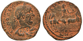 SYRIA, Seleucis and Pieria. Balanea (as Leucas-Claudia). Macrinus, 217-218. Ae (bronze, 15.09 g, 26 mm). AY K OΠЄ MA[KPЄINOC CЄ] Laureate, draped and ...