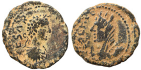 SYRIA, Coele-Syria. Heliopolis. Geta, as Caesar, 198-209. Ae (bronze, 11.24 g, 26 mm). CETA CAESAR Bareheaded, draped and cuirassed bust right. Rev. C...