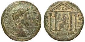 SYRIA, Decapolis. Gadara. Lucius Verus, 161-169. (bronze, 15.26 g, 28 mm). ΑΥΤ ΚΑΙϹΑΡ Λ ΑΥΡ ΟΥΗΡΟϹ Laureate and draped bust of Lucius Verus to right. ...