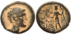 SYRIA, Decapolis. Nysa-Scythopolis. Aulus Gabinius. Proconsul, 57-55 BC. Ae (bronze, 6.80 g, 19 mm). Bare head right. Rev. ΓΑΒ/[NY] – L[?] (date) Dion...