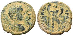 SYRIA, Decapolis. Nysa-Scythopolis. Geta, as Caesar, 198-209. Æ (25mm, 9.64 g, 1h). Bareheaded and draped bust right. Rev. Tyche standing right, weari...