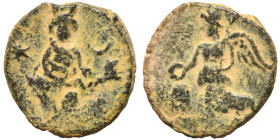 PALMYRENE. Palmyra. Pseudo-autonomous issue, circa 1st-3rd centuries AD. Ae (bronze, 1.55 g, 14 mm). Female figure (Tyche?) seated to left; uncertain ...