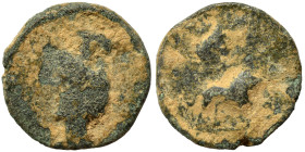 PALMYRENE. Palmyra. Pseudo-autonomous issue, circa 2nd-3rd centuries AD. Ae (bronze, 1.96 g, 13 mm). Draped bust of Serapis right, wearing kalathos. R...