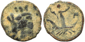 PALMYRENE. Palmyra. Pseudo-autonomous issue, 1st-3rd centuries AD. Ae (bronze, 0.48 g, 9 mm). Turreted head of Tyche right. Rev. Astarte standing in g...
