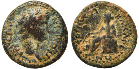 CILICIA. Anazarbus. Nero, 54-68. Ae (bronze, 3.73 g, 17 mm). NЄPΩN KAICAP Laureate head right. Rev. ЄTOVC ςΠ KAICAPЄΩN Veiled female figure (Boule?) s...