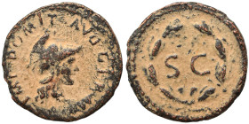 Domitian, 81-96. Quadrans (bronze, 2.08 g, 17 mm), Rome. IMP DOMIT AVG GERM Draped bust of Minerva to right, wearing crested Corinthian helmet. Rev. L...