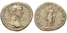 Trajan, 98-117. Denarius (silver, 3.33 g, 19 mm), Rome. IMP TRAIANO AVG GER DAC P M TR P COS VI P P Laureate and draped bust right. Rev. S P Q R OPTIM...