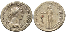 Trajan, 98-117. Denarius (silver, 3.19 g, 18 mm), Rome. IMP TRAIANO AVG GER DAC P M TR P COS VI P P Laureate head of Trajan right, drapery on left sho...