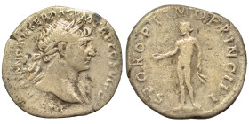 Trajan, 98-117. Denarius (silver, 2.84 g, 20 mm), Rome. IMP TRAIANO AVG GER DAC P M TR P COS VI P P Laureate head of Trajan right, drapery on left sho...