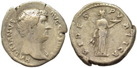 Hadrian, 117-138. Denarius (silver, 3.39 g, 17 mm), Rome. HADRIANVS AVG COS III P P Laureate head right. Rev. FIDES PVBLICA Fides standing right, hold...