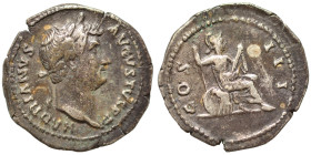 Hadrian, 117-138. Denarius (silver, 2.96 g, 18 mm), Rome. HADRIANVS AVGVSTVS Laureate head of Hadrian to right, with slight drapery on his left should...