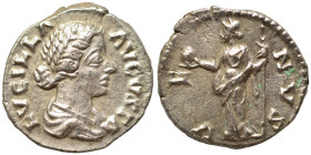 Lucilla, Augusta, 164-182. Denarius (silver, 3.15 g, 17 mm), Rome. LVCILLAE AVG ANTONINI AVG F. Draped bust right. Rev: VENVS. Venus standing left, ho...
