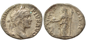 Caracalla, 198-217. Denarius (silver, 2.48 g, 17 mm), contemporary imitation? ANTONINVS PIVS AVG Laureate head right. Rev. Uncertain deity standing le...