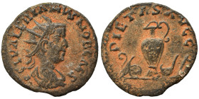 Valerian II, Caesar, 256-258. Antoninianus (billon, 2.25 g, 20 mm), Rome. P C L VALERIANVS NOB CAES Radiate, draped and cuirassed bust of Valerian to ...