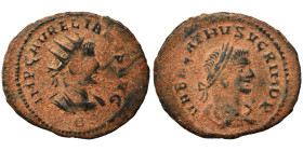 Aurelian, with Vabalathus, 270-275. Antoninianus (bronze, 3.35 g, 21 mm), Antioch. IMP C AVRELIANVS AVG Radiate and cuirassed bust of Aurelian right. ...