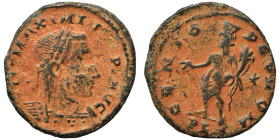 Maximianus, first reign, 286-305. Follis (bronze, 3.29 g, 22), Lugdunum. IMP MAXIMIANVS P F AVG Laureate and cuirassed bust right. Rev. GENIO POP ROM ...