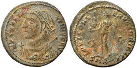 Constantine I, 307/310-337. Follis (bronze, 3.29 g, 19 mm), Nicomedia. IMP CONSTANTINVS AVG Laureate and mantled bust to left, holding mappa, globe an...