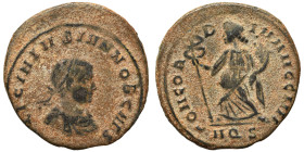 Licinius II, as Caesar, 317-324. Follis (bronze, 3.37 g, 21 mm), Aquileia. LICINIVS IVN NOB CAES Laureate, draped and cuirassed bust right. Rev. CONCO...
