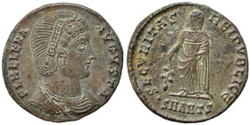 Helena, Augusta, 324-328/30. Follis (bronze, 2.70 g, 18 mm), Antioch. FL HELENA AVGVSTA Diademed and mantled bust of Helena right, wearing earrings an...