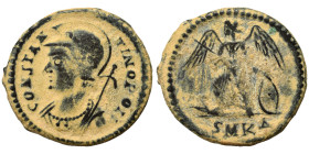 Commemorative Series, 330-354. Follis (bronze, 2.64 g, 18 mm), Cyzicus. CONSTAN-TINOPOLIS Helmeted and mantled bust of Constantinopolis to left, with ...