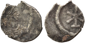 Anonymous. Time of Justinian, circa 530 or later. Siliqua (silver, 1.10 g, 14 mm), Constantinople. Helmeted and draped bust of Constantinopolis right....