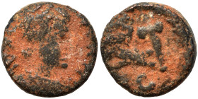 OSTROGOTHS. Athalaric, 526-534. Nummus (bronze, 1.13 g, 10 mm), Rome. In the name of Justinian I. Diademed, draped and cuirassed bust right. Rev. Mono...
