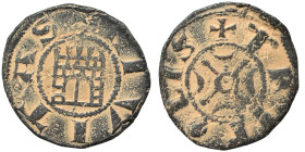 CRUSADERS. County of Tripoli. Raymond III, 1152-1187. Pougeoise (bronze, 1.49 g, 16 mm). +CIVITΛS Fortified gateway with five crenellations and large ...