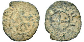 ARMENIA. Cilician Armenia. Baronial. Toros II, 1144-1168. Pogh (bronze, 0.85 g, 15 mm). Cross pattée, legend around. Rev. Castle or castle gate, Tower...