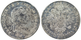 AUSTRIA. Franz I, 1804-1835. 20 Kreuzer (silver, 6.40 g, 26 mm). Nearly very fine.