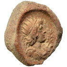 Greek-Roman. Circa 1st-3rd centuries AD. Terracotta token. 0.66 g, 14 mm