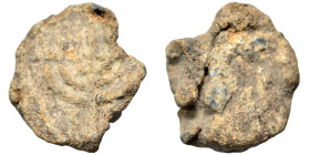 Jewish seal (lead, 1.87 g, 13 mm). Menorah. Sold as seen.