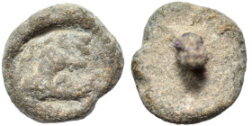 Greek seal (lead, 5.10 g, 15 mm). Sold as seen.