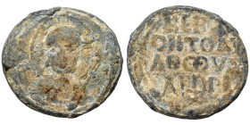 CRUSADERS. Principality of Antioch. Tancred, regent, 1101-1112. Seal (lead, 14.24 g, 25 mm). Nimbate bust of St. Peter facing, raising his right hand ...